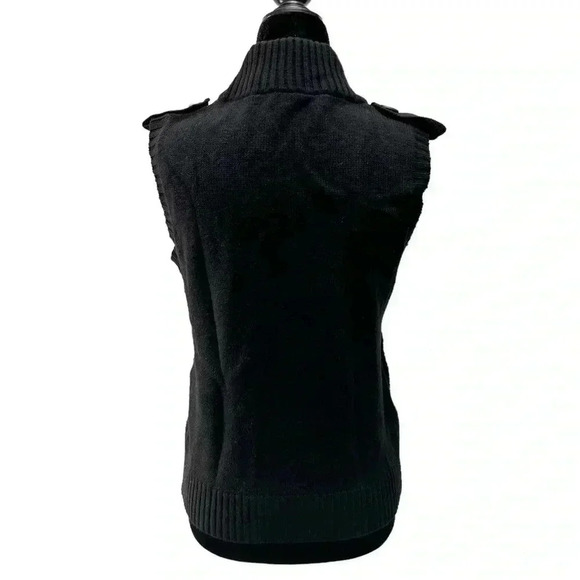 Pulse Sweater Vest Wool Cashmere Black Button Front Sleeveless Knit Size  Small - Picture 2 of 16
